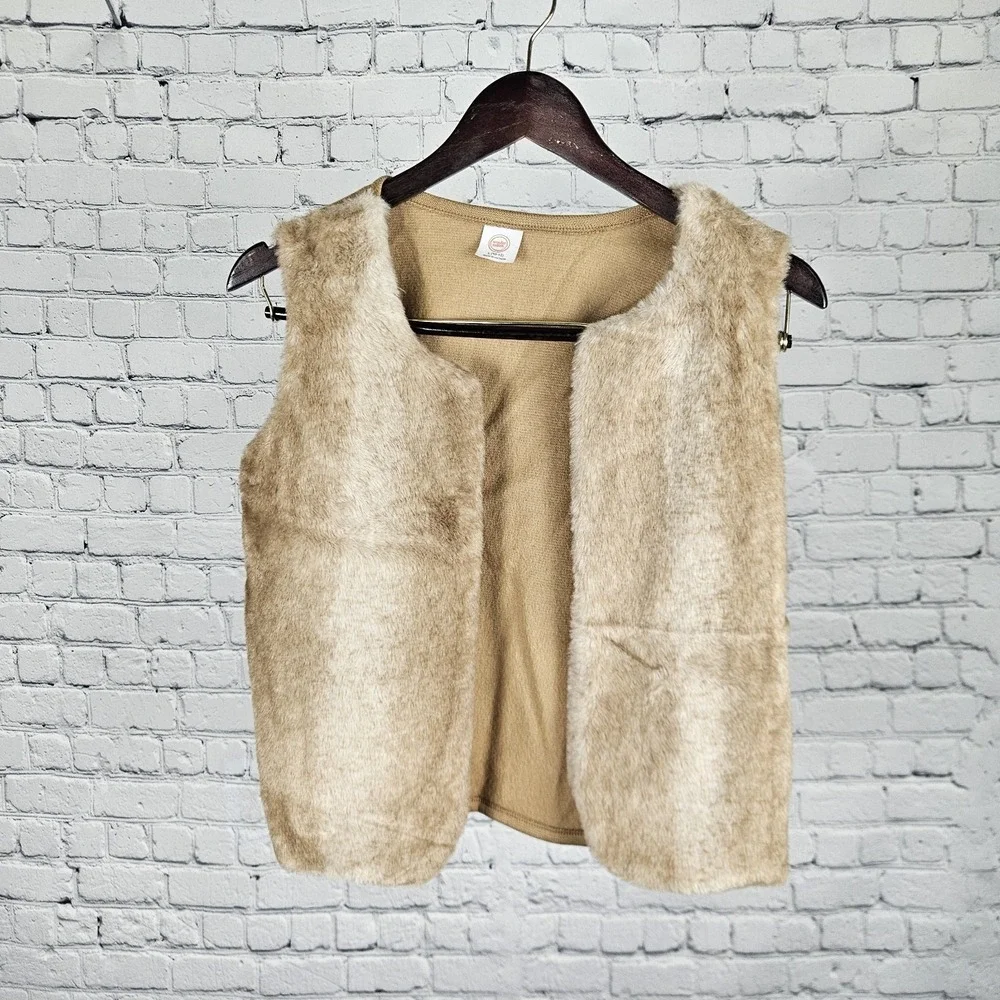 Wonder Nation Girls Faux Fur Vest Tan Size‎ L 10-12 Soft Sherpa Style